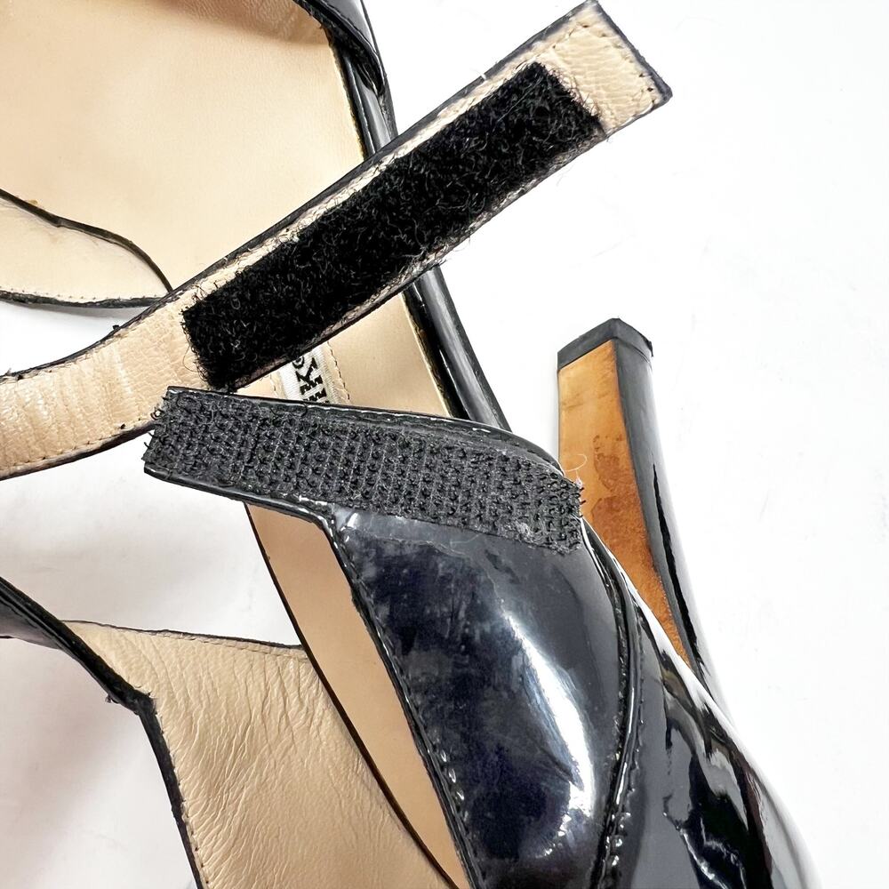 Manolo Blahnik Black Patent Leather Mary Jane Pumps Womens sz US 7.5, IT 37.5 - Picture 13 of 16
